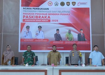 Pembukaan pemusatan Pendidikan dan Pelatihan calon Anggota Pasukan Pengibar Bendera Pusaka (PASKIBRAKA) kabupaten Bener Meriah, selasa (22/7/2025) di Aula Setdakab. Foto : Ist