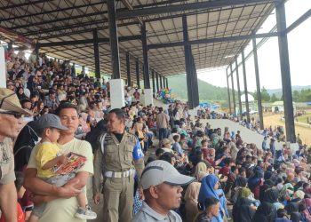 Ribuan penonton pacuan kuda memadati tribun stadion buntul nege  di kabupaten gayo lues, sabtu (25/10/2025) foto : Ist