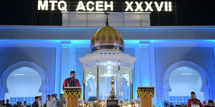 Pembukaan MTQ ke-37 oleh Gubernur Aceh Muzakir Manaf di kabupaten Pidie Jaya, Sabtu (1/10/2025). Foto : Ist