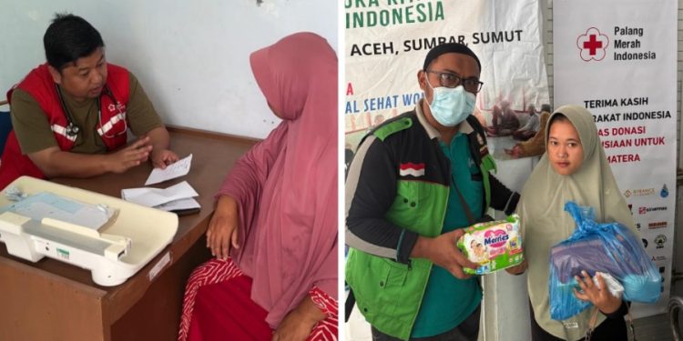 Ketua PMI Bener Meriah dan tim medis Rumah Sakit Amal Sehat Wonogiri Jawa Tengah saat melakukan pelayanan kesehatan dan menyalurkan bantuan kepada masyarakat Samar Kilang. Kamis (29/1/2026). Foto: Doc PMI Bener Meriah