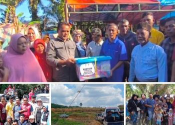Beberapa momen saat penyaluran bantuan dari Pemkab  Bener Meriah di Desa Sah Raja Aceh Timur. Minggu (11/1/2026). Foto : Ist