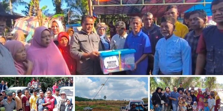 Beberapa momen saat penyaluran bantuan dari Pemkab Bener Meriah di Desa Sah Raja Aceh Timur. Minggu (11/1/2026). Foto : Ist