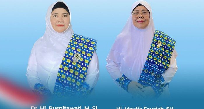 Dr.Hj. Puspitawati, M.Si ketua BKMT bersama Hj.Meutia Fauziah, S.H Dewan Penasehat BKMT Kabupaten Bener Meriah, Foto : Doc Kominfo BM