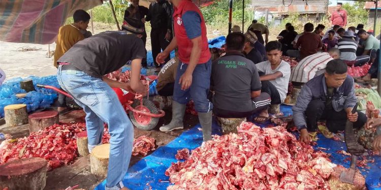 Proses Qurban di desa Bahgie Bertona, kec. Bandar. Foto: Herman