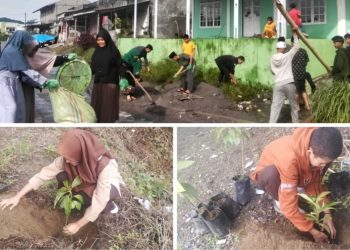 Para Siswa dan Guru Semayoen Nusantara saat Bakti Sosial, Foto: Humas Semayoen Nusantara